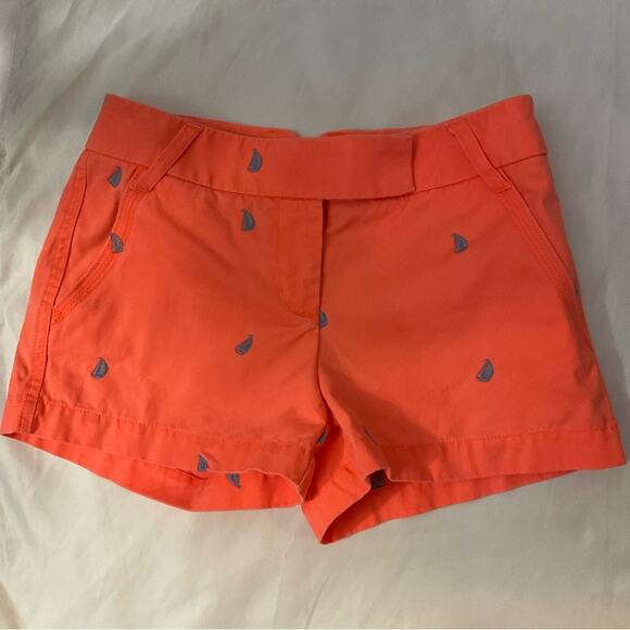 J. Crew Embroidered Sailboat Chino Jean Short 2 Nautical Preppy Classicore - Picture 3 of 9